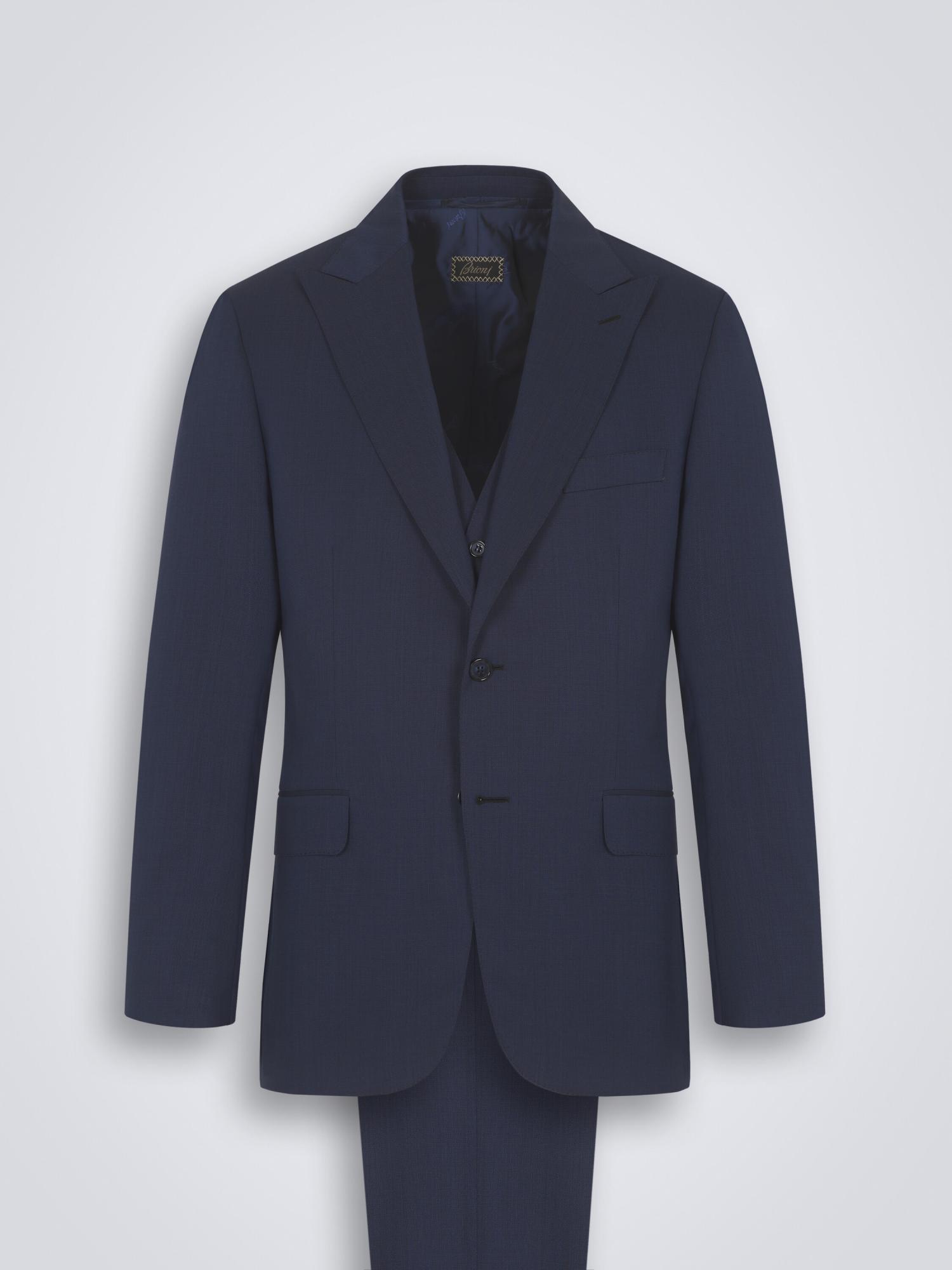 宝蓝色羊毛戗驳头trevi三件套西装 | 布里奥尼brioni中国官网